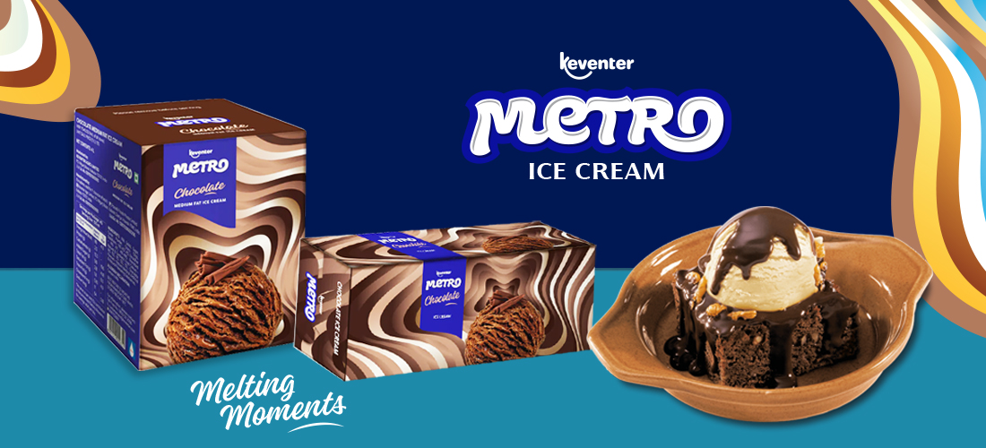 Chocolate ice cream paired with moist cake slices