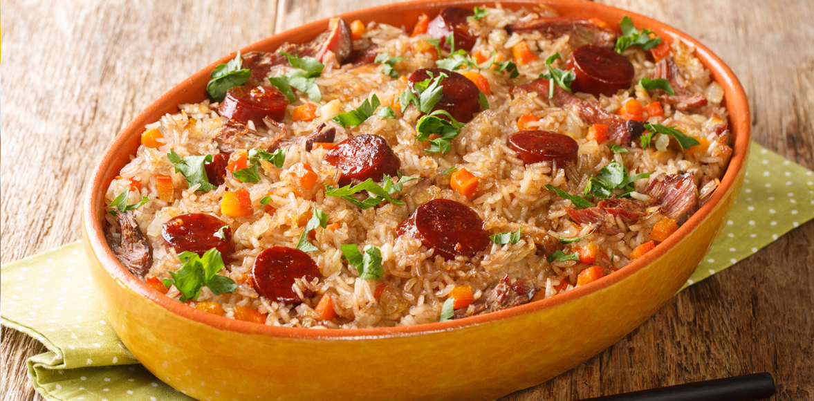 Chicken Pepper and Herb Sausage Polau