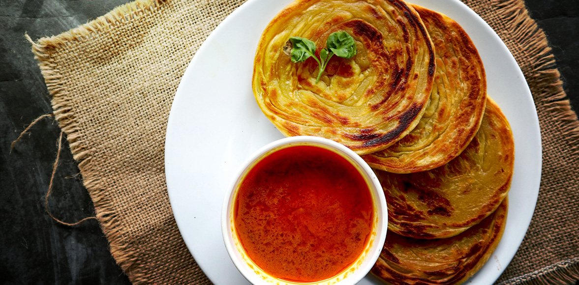 Achari Paratha with Red Chilli Chutney