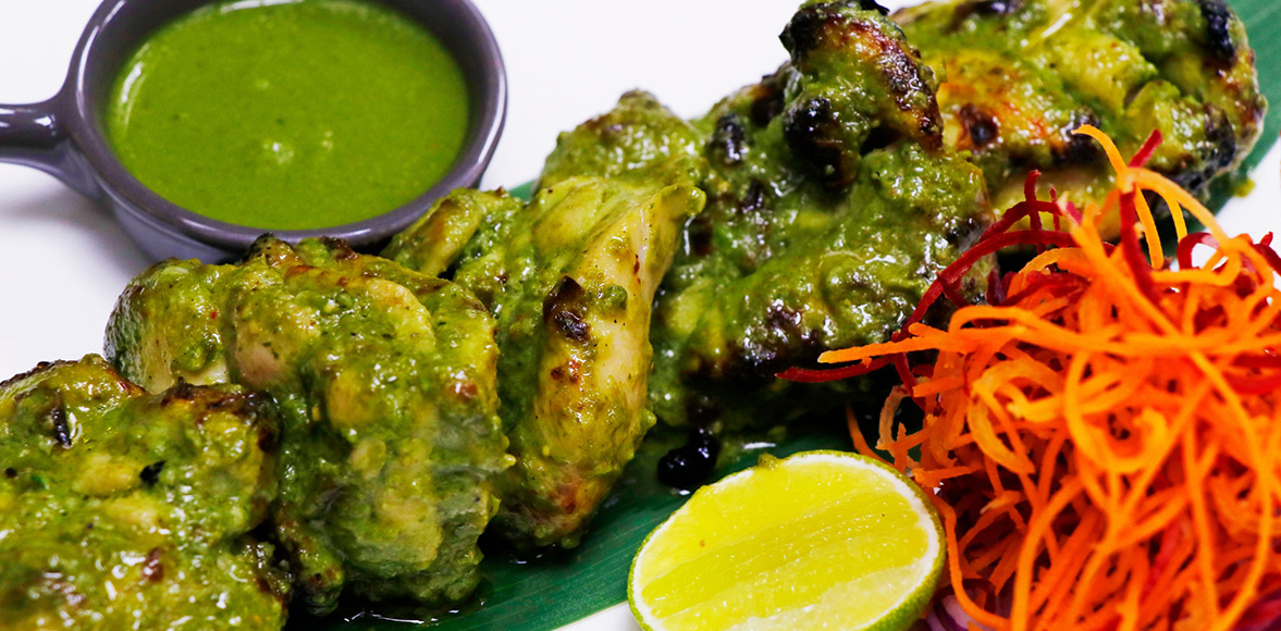 Hariyali Kebab with Green Chutney