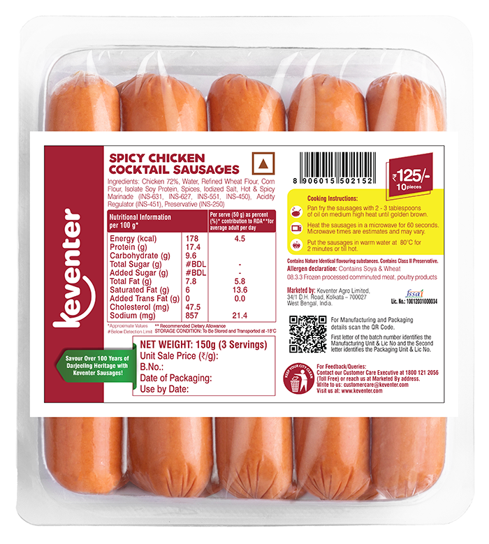 Eatsy Spicy Chicken Cocktail Sausages