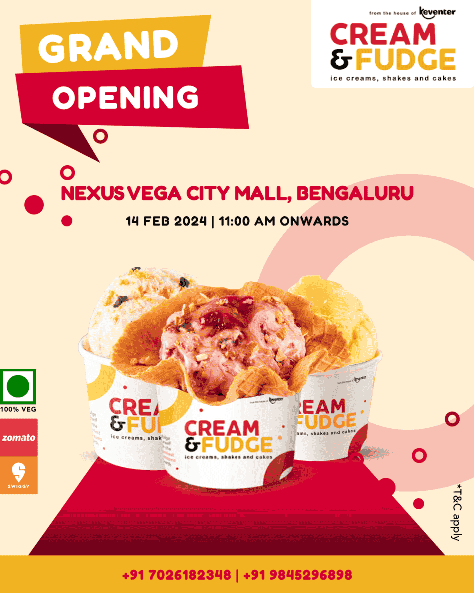 Cream & Fudge Opens New Outlet at Nexus Vega City Mall, Bengaluru