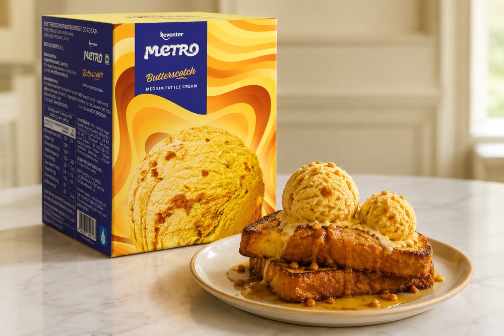 Keventer Butterscotch Medium Fat Ice Cream 4L