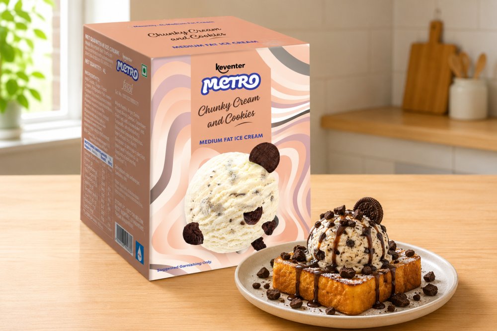 Keventer Chunky Cream and Cookies Medium Fat Ice Cream 4L