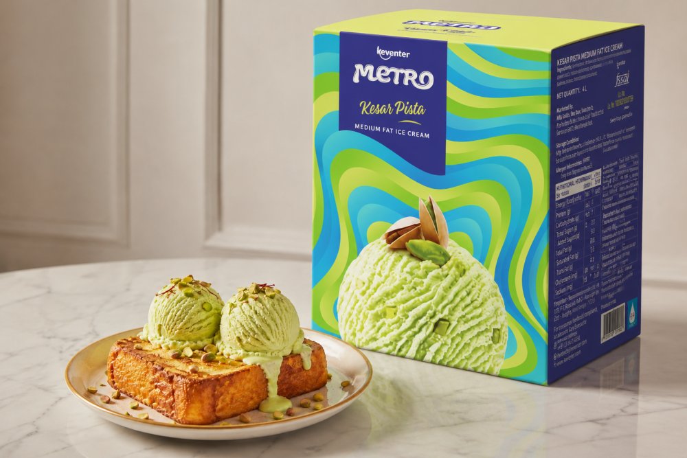 Keventer Kesar Pista Medium Fat Frozen Dessert 4L