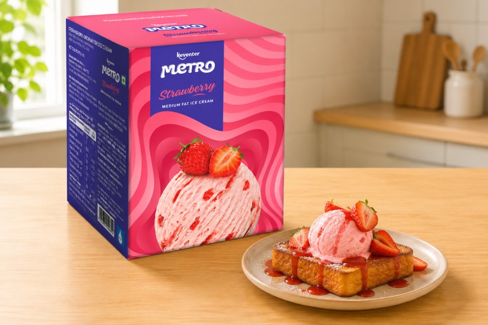 Keventer Strawberry Medium Fat Ice Cream 4L