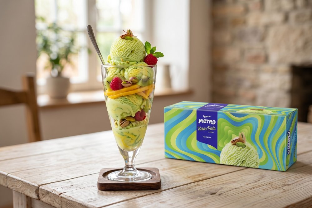 Keventer Metro Kesar Pista Ice Cream 900ml