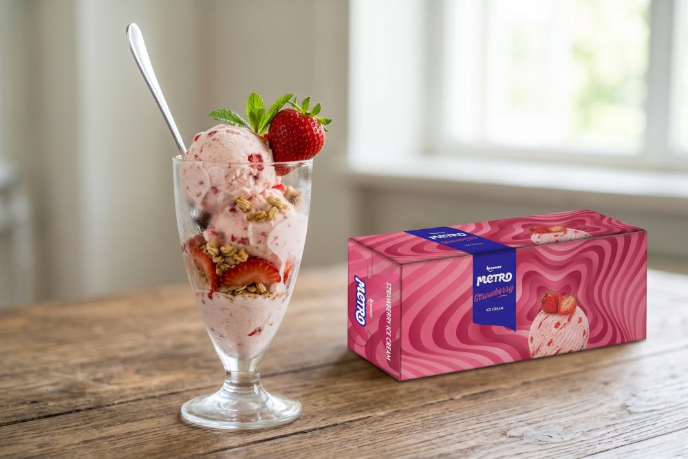 Keventer Metro Strawberry Ice Cream 900ml Party Pack