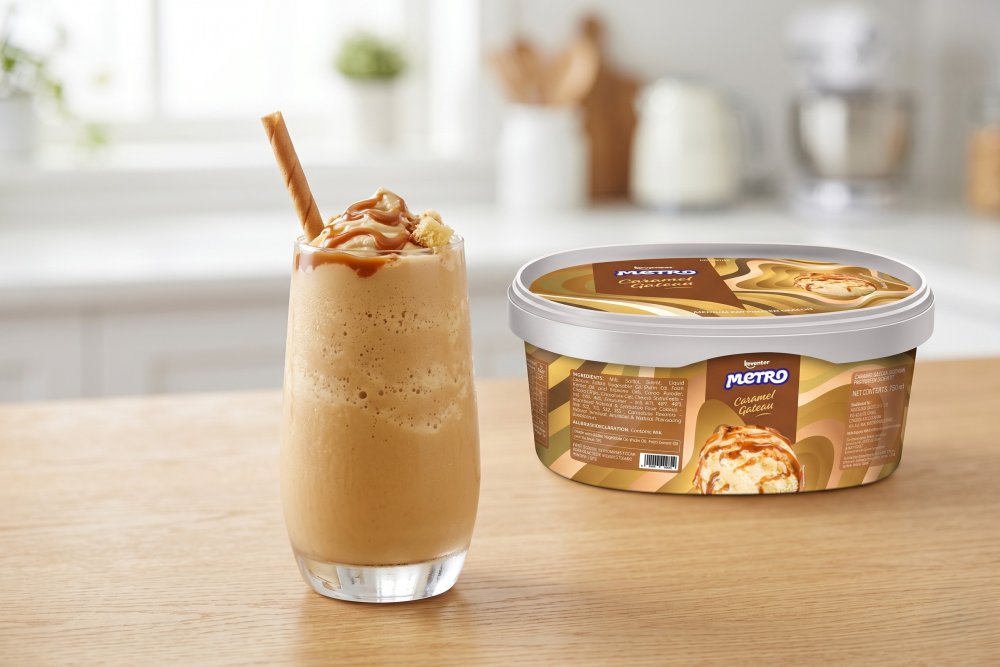Keventer Metro Caramel Gateau Medium Fat Frozen Dessert 750ml