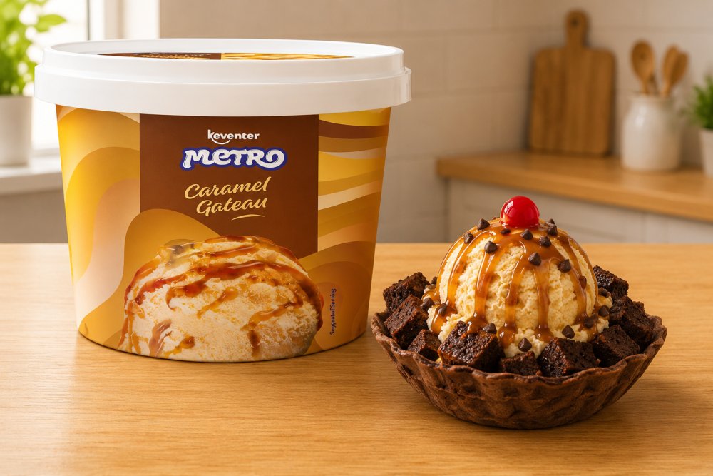 Keventer Metro Caramel Gateau Medium Fat Frozen Dessert 125ml Cup