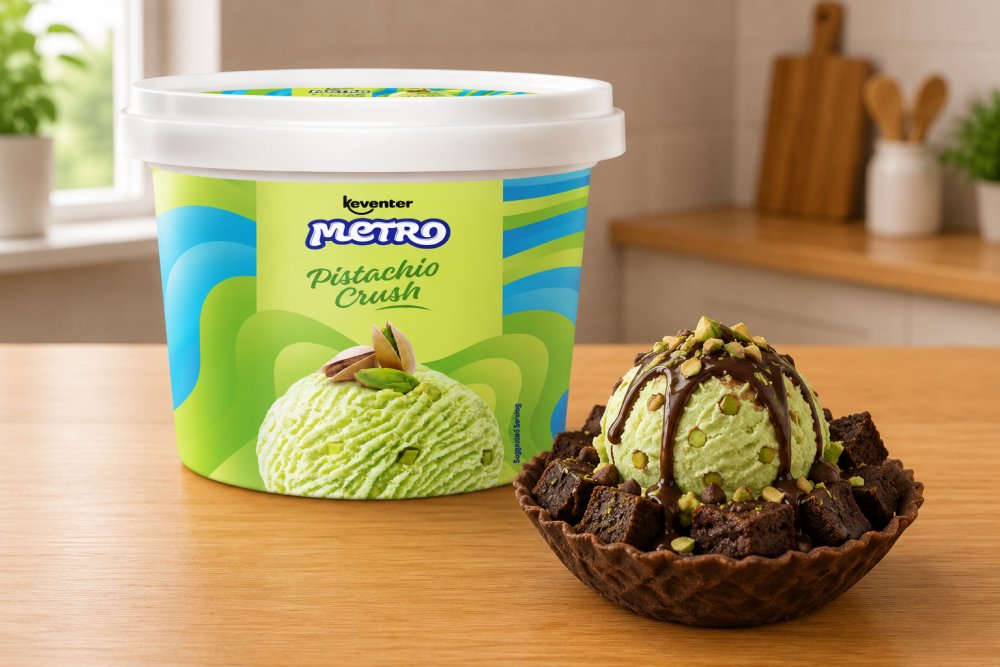 Keventer Metro Pistachio Crush Medium Fat Frozen Dessert 125ml Cup